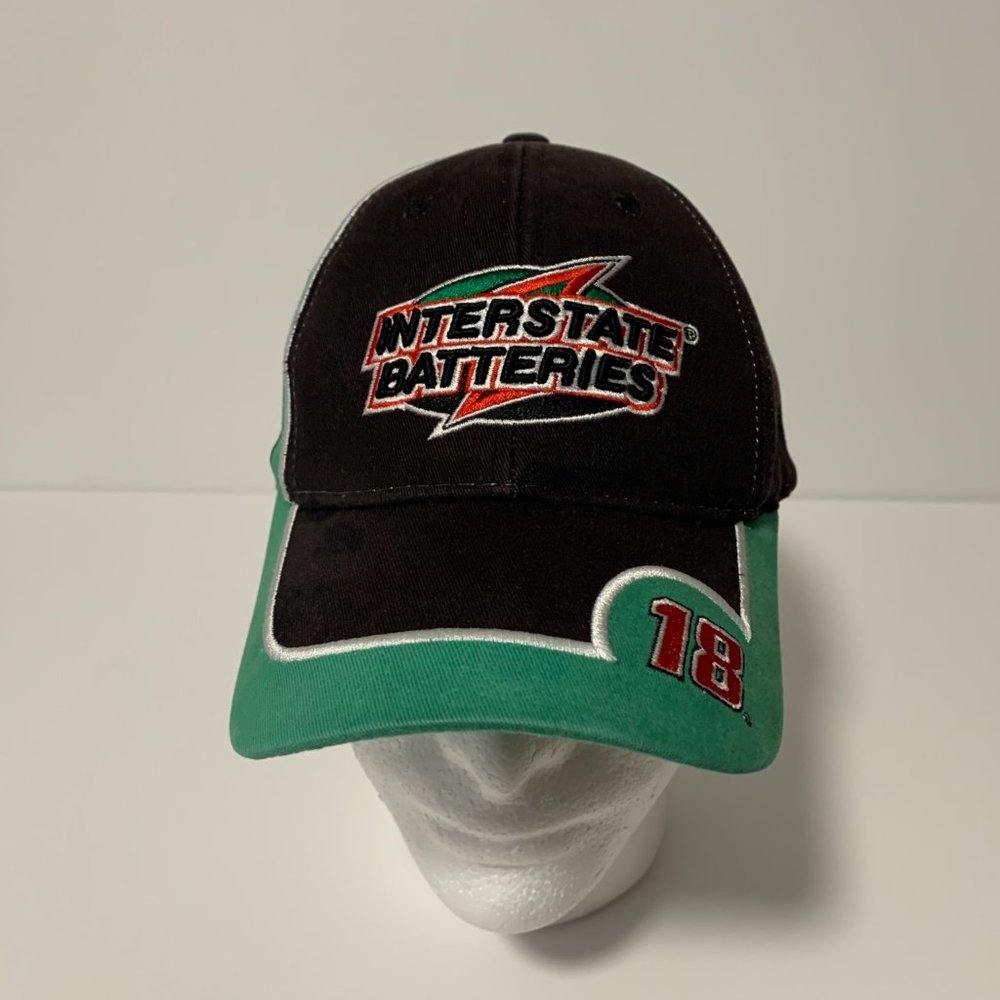 NASCAR Bobby Labonte #18 Cap Velcro Strap Black/Green Used O/S